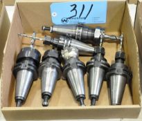 Lot-(7) CAT40 Taper Collet Type Tool Holders with Cutters in (1) Box