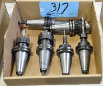 Lot-(6) CAT40 Taper Collet Type Tool Holders with Cutters in (1) Box