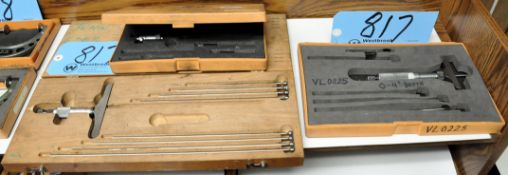 Lot-(1) Starrett, (1) Mitutoyo and (1) No Name Depth Micrometer Sets with Cases