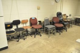 Lot-Various Chairs and Stools in Breakroom, (Upstairs)