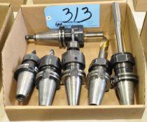 Lot-(6) CAT40 Taper Collet Type Tool Holders with Cutters in (1) Box