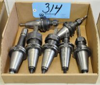 Lot-(7) CAT40 Taper Collet Type Tool Holders with Cutters in (1) Box