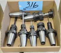 Lot-(7) CAT40 Taper Collet Type Tool Holders with Cutters in (1) Box