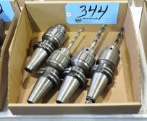 Lot-(4) CAT40 Taper Tool Holders with Drill Chucks in (1) Box