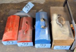 Lot-(5) Various Small Tool Tote Boxes on Floor Under (1) Table