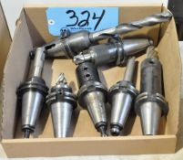 Lot-(7) CAT40 Taper Tool Holders with Cutters in (1) Box