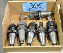 Lot-(6) CAT40 Taper Collet Type Tool Holders with Cutters in (1) Box