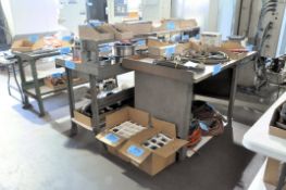 Lot-Lot-(4) Benches, (1) Desk, (1) Shelving Unit