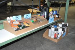 Lot-Paints, Screws, Bolts, Springs, Hardware in (5) Boxes Under (1) Bench