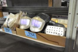 Lot-Respirator Headsets and Face Shields in (2) Boxes Under (1) Bench