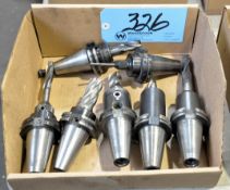 Lot-(7) CAT40 Taper Tool Holders with Cutters in (1) Box