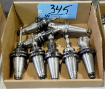 Lot-(8) CAT40 Taper Tool Holders with Cutters in (1) Box
