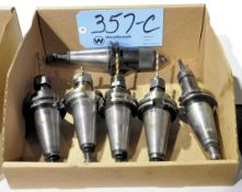 Lot-(5) CAT40 Taper Collet Type Tool Holders with Cutters in (1) Box