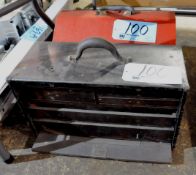 Lot-(2) Portable Tool Boxes on Floor Under (1) Table