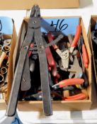 Lot-Various Pliers, Snap Ring Pliers, Strippers, etc. in (1) Box