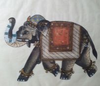 20th century Indian school Watercolour on fabric  Study of elephant and one of tiger (2)