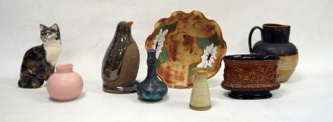 Collection of pottery including a Royal Doulton stoneware harvest jug, 20.5cm high, a Babbacombe