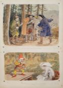 Ernest Howard Shepard (1879 -1976) Watercolour Two illustrations on single page, 'I ran as fast as I