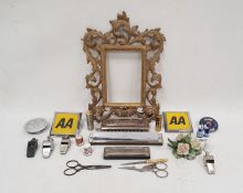 Koch harmonica, Serenade harmonica, sundry whistles, gilt metal rococo style small picture frame,