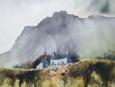 Paul Hard (possibly Paul Hardy) (20th century school) Watercolour Approx. W39cm x H 29cm Cottage