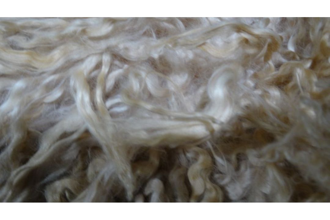 20th century Maria V Lincoln Longwool sheepskin stool (sourced from Risby sheep in Grimsby), on four - Image 6 of 6