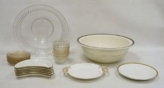 Collection of Spanish cut and gilt glass bowls on stands (7 bowls and 10 stands), with festoons of