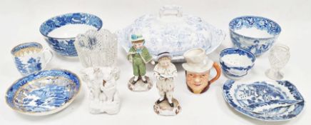 Collection of Staffordshire pottery and other items, 19th century and later, including a shaped