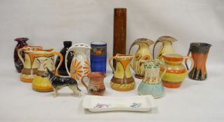 Large collection of Art Deco and Studio pottery including a collection of Myott, Son & Co. jugs in