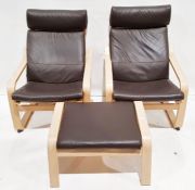 Two Ikea armchairs with footstool (3)
