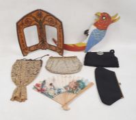 Early 20th century late evening purse with polychrome paste set embossed metal mount, metallic