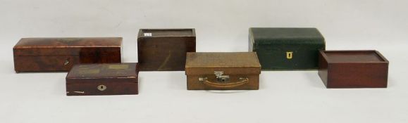 Assorted boxes and jewellery boxes to include green leather jewellery box, etc (6)