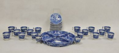Copeland Spode pottery 'Italian' pattern part breakfast service, early 20th century printed blue
