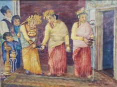 M M Poon (20th century, Nepalese) Watercolours Nepalese scenes, each signed lower right, 27 x