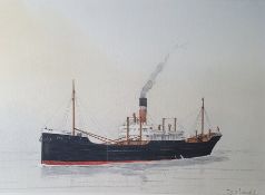 20th century school Watercolour heightened in white Destroyer, unsigned, 15 x 30cm and two further