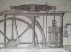 John Mudie (20th century school) Watercolour  Study of Beam engine, signed lower right, 41 x 56cm