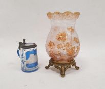 German engraved glass pewter-mounted miniature tankard and cover engraved with a view of Konigstein,