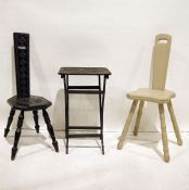 Folding table with carved floral top and two spinning-style chairs (3)