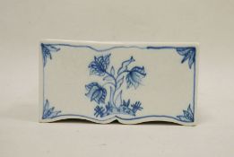 Isis (Oxford) pottery rectangular flower brick, 20th century, blue marks, painted with a tulip