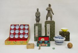 Chinese porcelain blue and white rice bowl and cover, 19th century, twelve eggshell porcelain blue