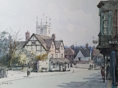Frank Quinton - 20th century Pen and watercolour Kingsbury Street, Marlborough, signed with monogram