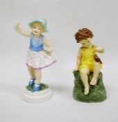 Two Royal Worcester figures of children, mid-20th century, printed black marks, comprising: Friday's