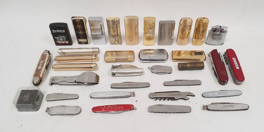 Quantity of Ronson and other pocket cigarette lighters, quantity stainless steel and other folding
