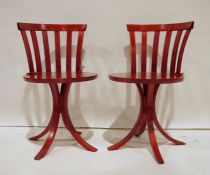 Set of four Edsbyverken Swedish chairs with slat backs, circular seats to swept supports (4)