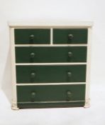 19th century painted pine chest of two short over three long drawers on bracket feet (99x49.5x107)