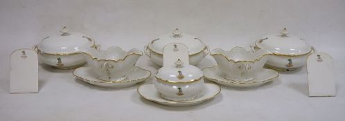 Paris porcelain 'Jullien Fils Aine' monogrammed part dinner service, mid 19th century, printed