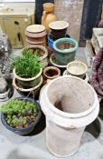 Collection of flower pots, a terracotta chimney pot together with another and a terracotta urn (20)