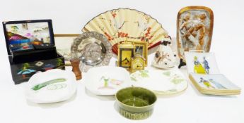 Royal Copenhagen side plate, a Minton trinket dish together with various china and glassware (3