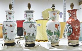 Four 20th century Chinese style table lights