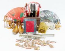 Doulton Lambeth jug, three glass decanters together with various china and glassware (4 boxes)