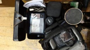 Two Nikon D80's with accessories and battery, Light master photo meter from diffusion systems Ltd